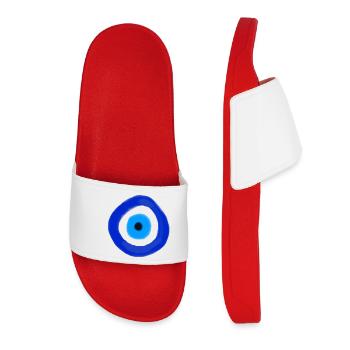 Blue Orbit Eye Abstract - Women’s Pool Sliders - red - Front