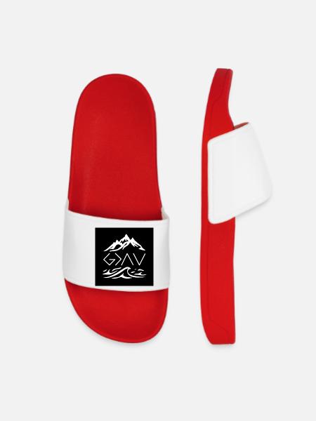God is greater (white on black) - Women’s Pool Sliders - red