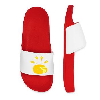 Cheese golden yellow stars - Women’s Pool Sliders - red - Front