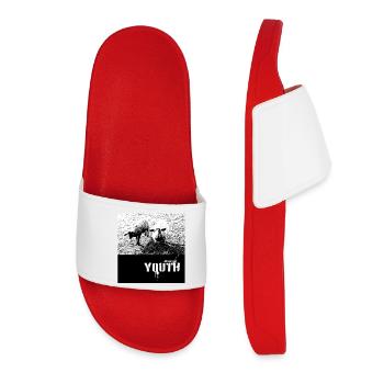 Innocent Youth with Sheep Motif - Women’s Pool Sliders - red - Front