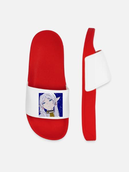 Freeze Self Drawn, Anime Freeze Portrait - Women’s Pool Sliders - red