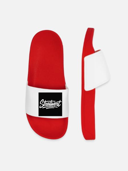 Disputed Script Logo Black - Women’s Pool Sliders - red