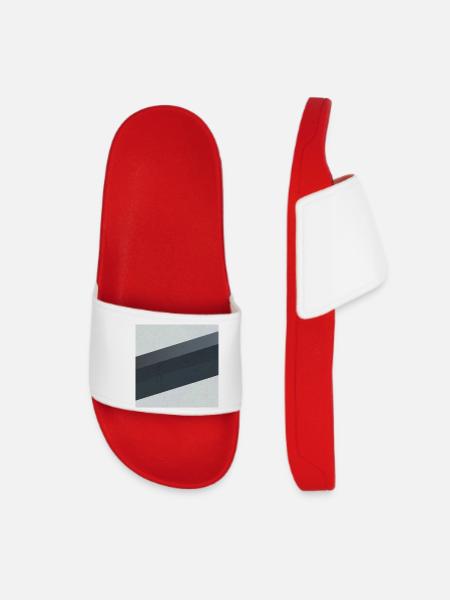 Scandi Geometric Art Grau Sand - Frauen Badelatschen - Rot