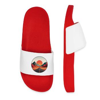 Vintage-Reiselogo – Abenteurer – Retro-Landschaft - Frauen Badelatschen - Rot - Vorne