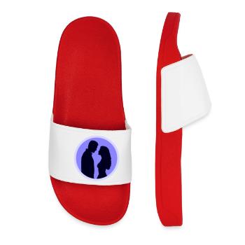 Couple Silhouette Love Romance Valentine's Day Boyfriend - Women’s Pool Sliders - red - Front
