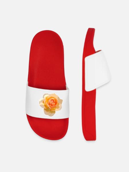 Orangefarbene Rose im Aquarellstil - Frauen Badelatschen - Rot