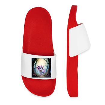 Lilac Forest Creature with Horns - Women’s Pool Sliders - red - Front