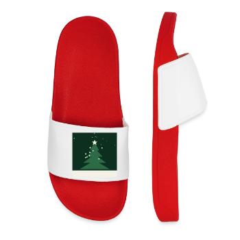 Minimalist Christmas Tree Green Star - Women’s Pool Sliders - red - Front