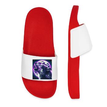 Le loup hurle à la pleine lune - Claquettes Femme - rouge - Devant