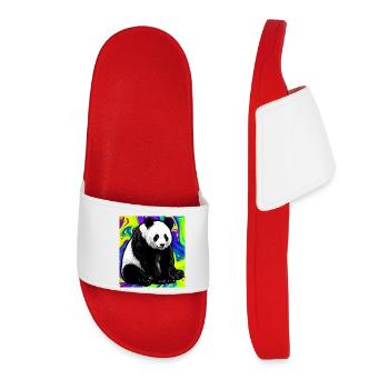 Panda - Frauen Badelatschen - Rot - Vorne