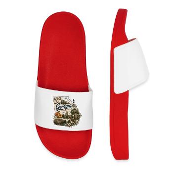 Georgia Peach State Vintage-Kartenaufkleber - Frauen Badelatschen - Rot - Vorne