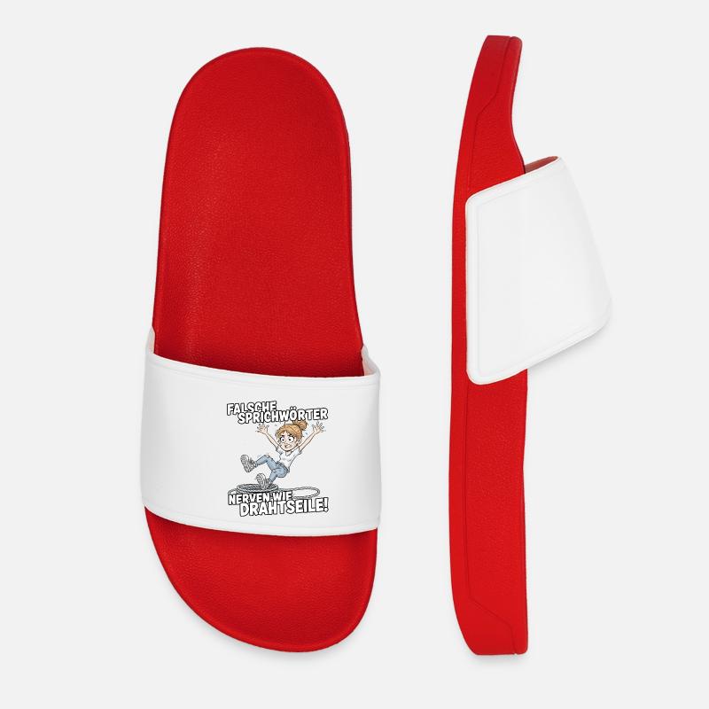 False proverbs are annoying like tightropes - Women’s Pool Sliders - red