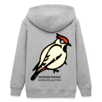 Seidenschwanz kleiner Vogel Umweltschutz Kinder - Teenager Organic Kapuzenjacke Mini Cultivator von Stanley/Stella - Grau meliert - Hinten - AI Model Teenager Male light (155cm)