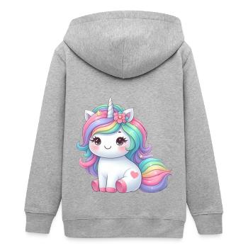 Einhorn Silver - Teenager Organic Kapuzenjacke Mini Cultivator von Stanley/Stella - Grau meliert - Hinten - AI Model Teenager Male light (155cm)