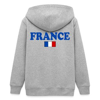 FRANKREICH FRANZÖSISCHE FLAGGE - Teenager Organic Kapuzenjacke Mini Cultivator von Stanley/Stella - Grau meliert - Hinten - AI Model Teenager Male light (155cm)
