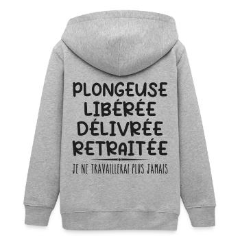 Plongeuse célèbre sa retraite avec humour cadeau - Veste à capuche ado bio Stanley/Stella - gris chiné - Dos - AI Model Teenager Male light (155cm)