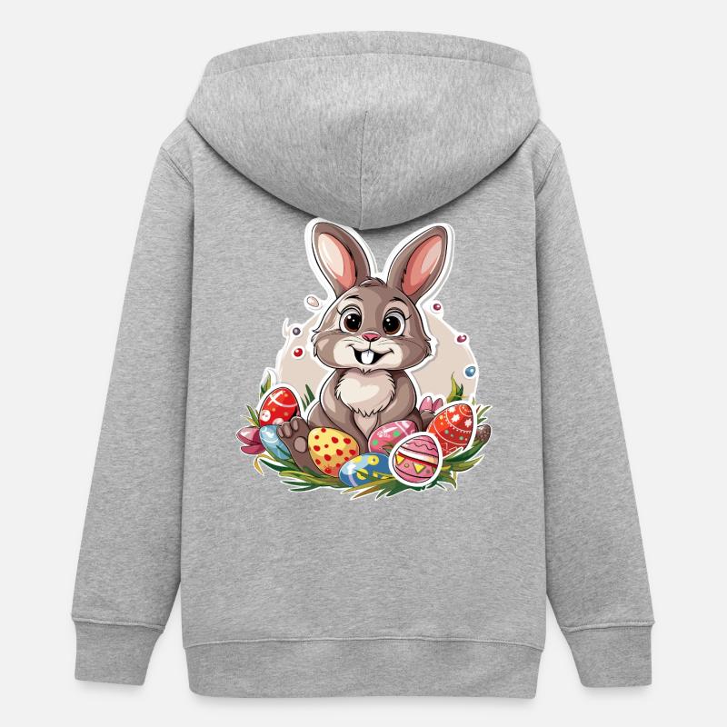 Lapin de Pâques Oeufs de Pâques Oeufs de lapin Pâques - Veste à capuche ado bio Stanley/Stella - gris chiné