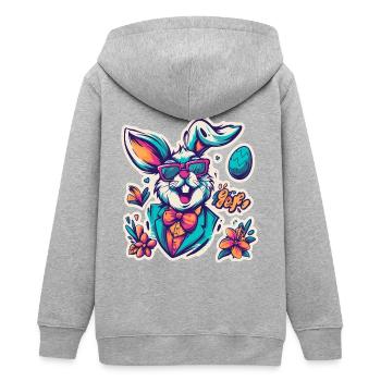 Osterhase - Teenager Organic Kapuzenjacke Mini Cultivator von Stanley/Stella - Grau meliert - Hinten - AI Model Teenager Male light (155cm)