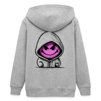 Gesicht pink fantasy kreatur - Teenager Organic Kapuzenjacke Mini Cultivator von Stanley/Stella - Grau meliert - Hinten - AI Model Teenager Male light (155cm)