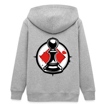 Échiquier Echecif Échec et mat - Veste à capuche ado bio Stanley/Stella - gris chiné - Dos - AI Model Teenager Male light (155cm)