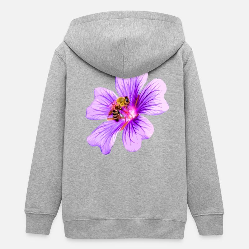 Abeille Floraison - Veste à capuche ado bio Stanley/Stella - gris chiné