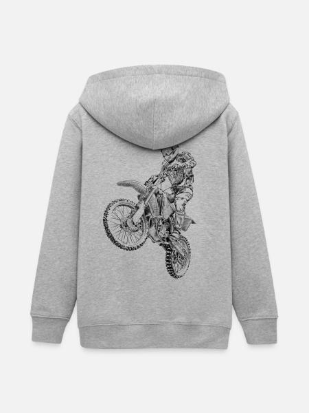 Motocross - Teenager Organic Kapuzenjacke Mini Cultivator von Stanley/Stella - Grau meliert