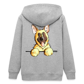 Knuffiger Deutscher Schäferhund - Teenager Organic Kapuzenjacke Mini Cultivator von Stanley/Stella - Grau meliert - Hinten - AI Model Teenager Male light (155cm)