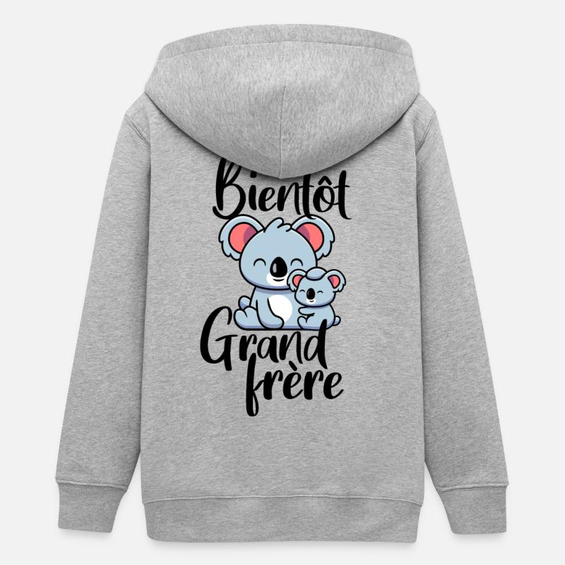 Bientôt grand frère koala - Veste à capuche ado bio Stanley/Stella - gris chiné