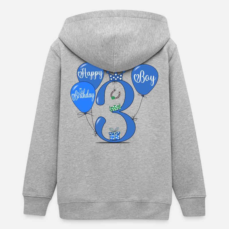 Joyeux anniversaire 3 garçon - Veste à capuche ado bio Stanley/Stella - gris chiné