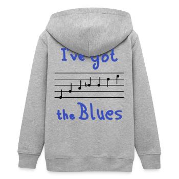 Blues Tonleiter in E - dunkel - Teenager Organic Kapuzenjacke Mini Cultivator von Stanley/Stella - Grau meliert - Hinten - AI Model Teenager Male light (155cm)