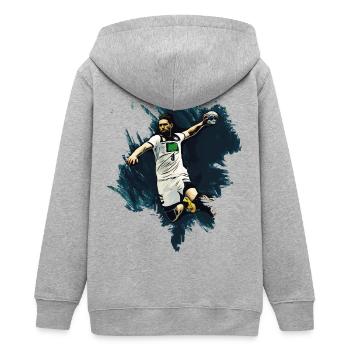 Handballer - Handball - Teenager Organic Kapuzenjacke Mini Cultivator von Stanley/Stella - Grau meliert - Hinten - AI Model Teenager Male light (155cm)