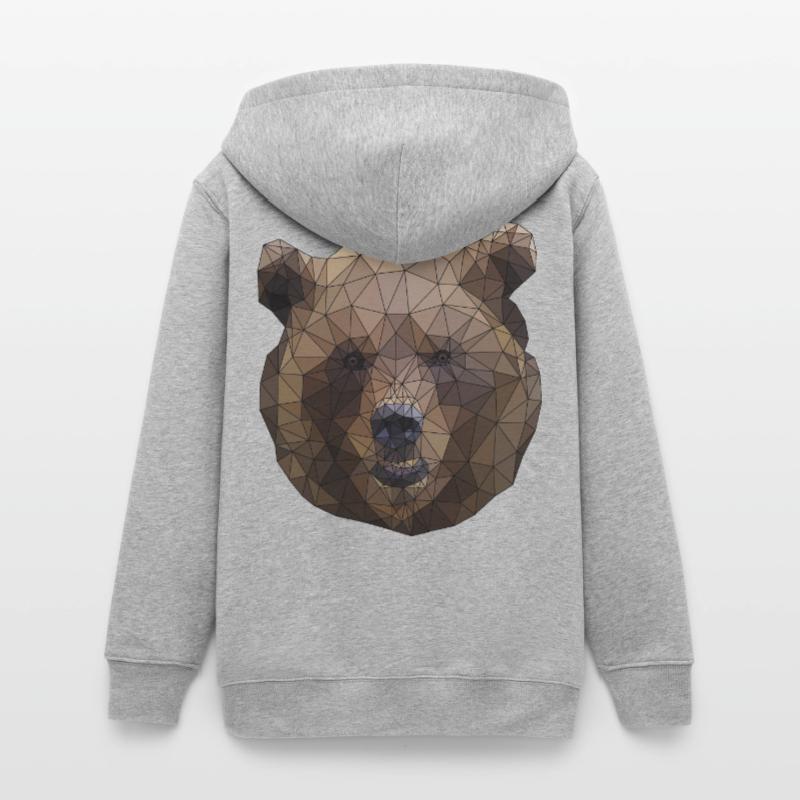 Polygonal Brown Bear Triangular Low Poly Art Teens Organic Zip-up Hoodie by Stanley/Stella