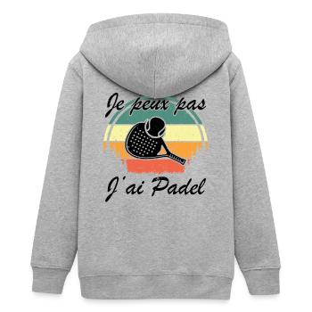 Je Peux Pas J Ai Padel Padeliste Joueur De Padel - Veste à capuche ado bio Stanley/Stella - gris chiné - Dos - AI Model Teenager Male light (155cm)