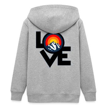 Ich Liebe Berge – I Love Mountains Retro Design - Teenager Organic Kapuzenjacke Mini Cultivator von Stanley/Stella - Grau meliert - Hinten - AI Model Teenager Male light (155cm)