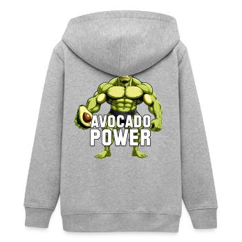 Avocado Power Vegan Superfood Muskeln Geschenk - Teenager Organic Kapuzenjacke Mini Cultivator von Stanley/Stella - Grau meliert - Hinten - AI Model Teenager Male light (155cm)