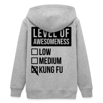 Kung-Fu - Teenager Organic Kapuzenjacke Mini Cultivator von Stanley/Stella - Grau meliert - Hinten - AI Model Teenager Male light (155cm)