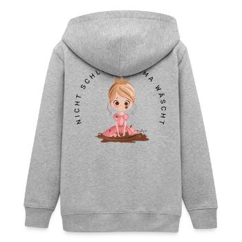 Nicht schlimm, Mama wäscht (Prinzessin Blond) - Teenager Organic Kapuzenjacke Mini Cultivator von Stanley/Stella - Grau meliert - Hinten - AI Model Teenager Male light (155cm)