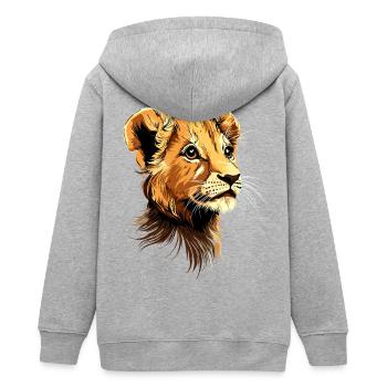 Löwe Mähne Junger Löwe Wilde Kleine Süße Löwen - Teenager Organic Kapuzenjacke Mini Cultivator von Stanley/Stella - Grau meliert - Hinten - AI Model Teenager Male light (155cm)
