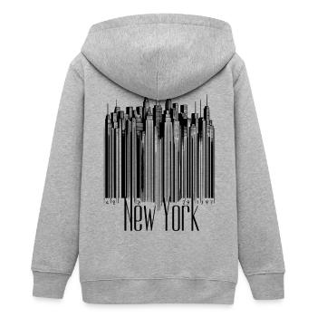 New York Code Scan Skyline NYC Voyage touristique USA l - Veste à capuche ado bio Stanley/Stella - gris chiné - Dos - AI Model Teenager Male light (155cm)
