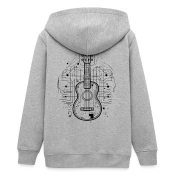 Ukulele - Teenager Organic Kapuzenjacke Mini Cultivator von Stanley/Stella - Grau meliert - Hinten - AI Model Teenager Male light (155cm)