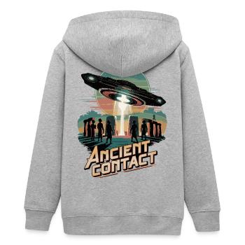 Uralte Astronauten-Begegnung mit Stonehenge UFO - Teenager Organic Kapuzenjacke Mini Cultivator von Stanley/Stella - Grau meliert - Hinten - AI Model Teenager Male light (155cm)