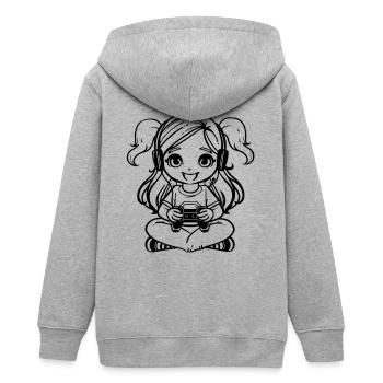 Video Game Lover - Teens Organic Zip-up Hoodie by Stanley/Stella - heather grey - Back - AI Model Teenager Male light (155cm)