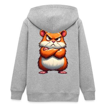 Mürrischer Hamster verärgert - Teenager Organic Kapuzenjacke Mini Cultivator von Stanley/Stella - Grau meliert - Hinten - AI Model Teenager Male light (155cm)