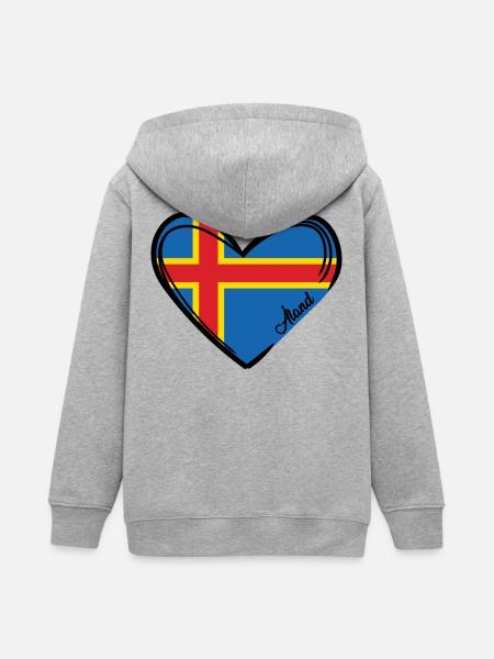Åland - Schweden - Herz - Teenager Organic Kapuzenjacke Mini Cultivator von Stanley/Stella - Grau meliert