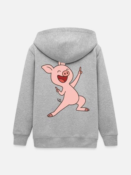 Glücksferkel Deluxe - Teenager Organic Kapuzenjacke Mini Cultivator von Stanley/Stella - Grau meliert