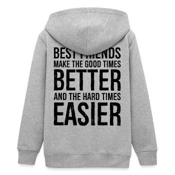 beste Freunde machen die guten Zeiten besser und die - Teenager Organic Kapuzenjacke Mini Cultivator von Stanley/Stella - Grau meliert - Hinten - AI Model Teenager Male light (155cm)