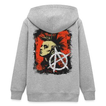 Punkrock Mädchen - Teenager Organic Kapuzenjacke Mini Cultivator von Stanley/Stella - Grau meliert - Hinten - AI Model Teenager Male light (155cm)