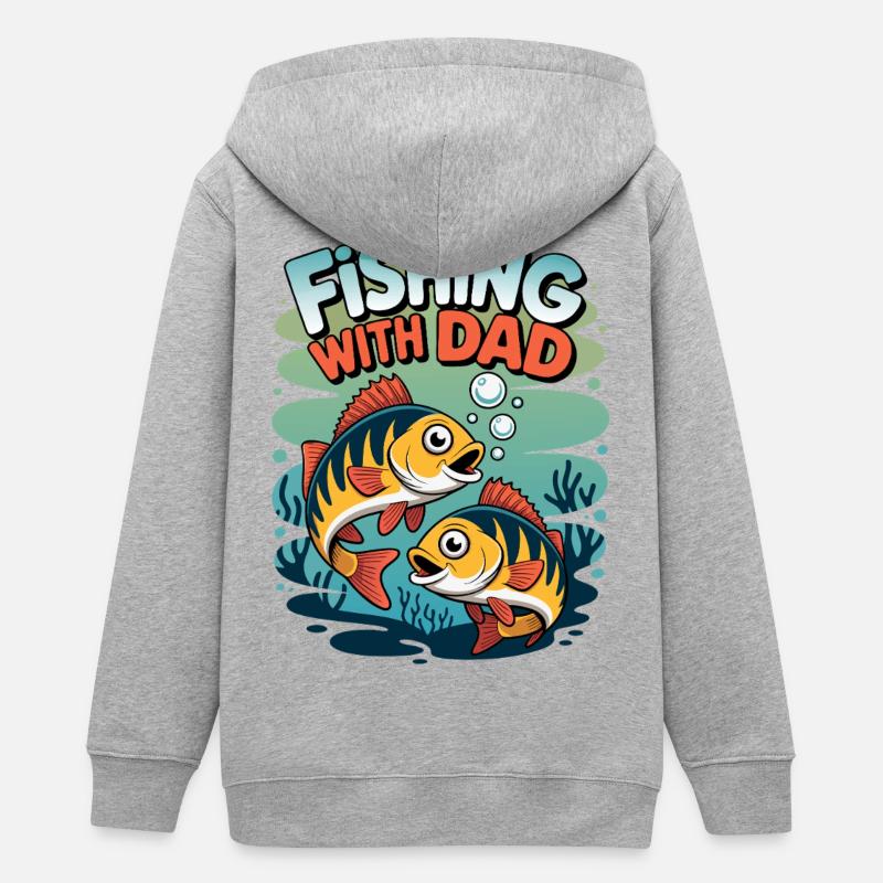 Pêcher avec papa - Veste à capuche ado bio Stanley/Stella - gris chiné