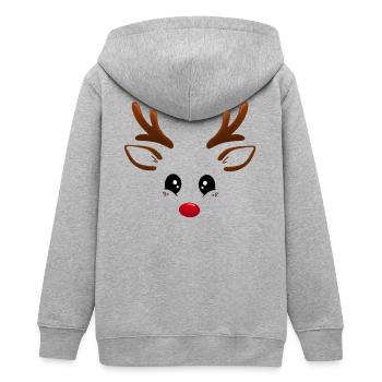 Rudolph Rentier mit roter Nase - Teenager Organic Kapuzenjacke Mini Cultivator von Stanley/Stella - Grau meliert - Hinten - AI Model Teenager Male light (155cm)