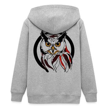Nacht-Eule - Teenager Organic Kapuzenjacke Mini Cultivator von Stanley/Stella - Grau meliert - Hinten - AI Model Teenager Male light (155cm)